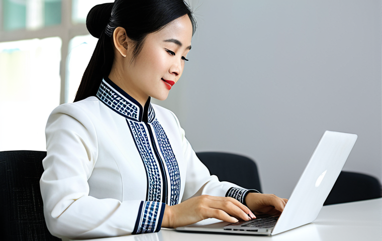 **

A successful businesswoman in a tailored áo dài (traditional Vietnamese dress), fully clothed, with modest design, working on a laptop at a modern co-working space in Ho Chi Minh City. Bright, natural lighting. Background includes other professionals working quietly. Safe for work, appropriate content, professional, perfect anatomy, correct proportions, natural pose, well-formed hands, proper finger count, natural body proportions.

**