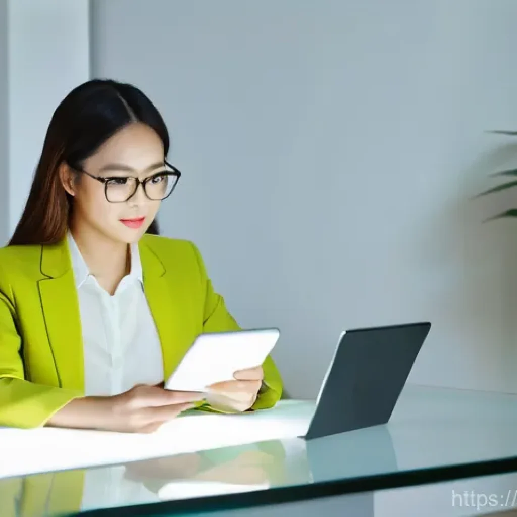 용어집 검색 기능 - **Prompt:** A young Vietnamese professional, approximately 25-30 years old, sitting at a modern desk...