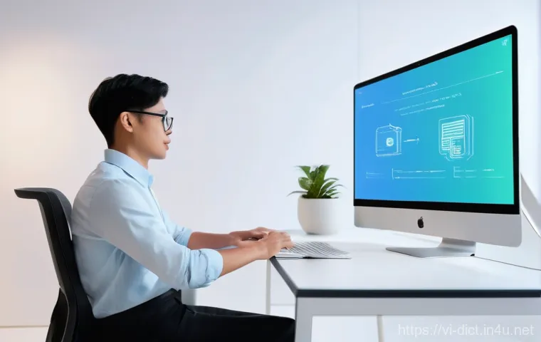 용어집 정책 - **Digital Language Maze:**
    "A young adult, looking slightly confused but determined, stands in t...