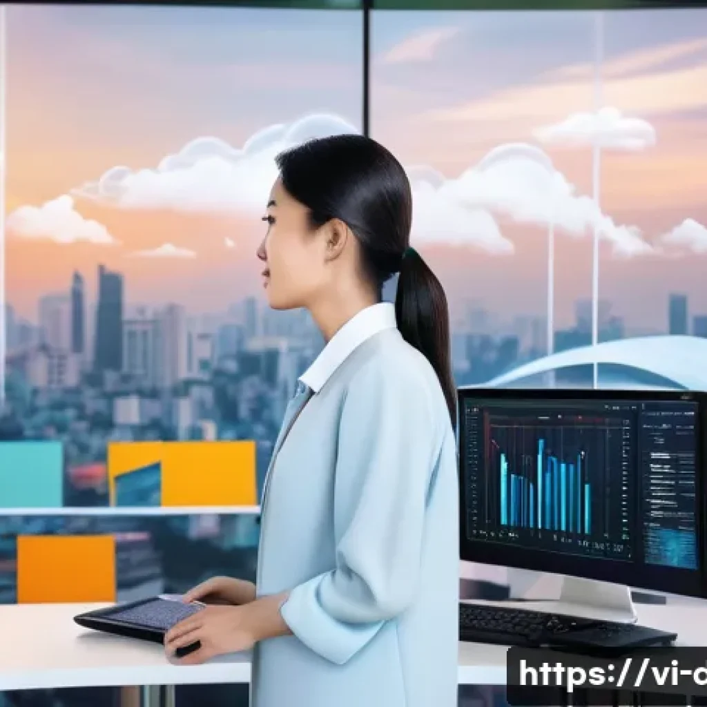 클라우드 컴퓨팅 용어집 - **Prompt:** "A vibrant, panoramic digital illustration capturing the essence of cloud computing empo...