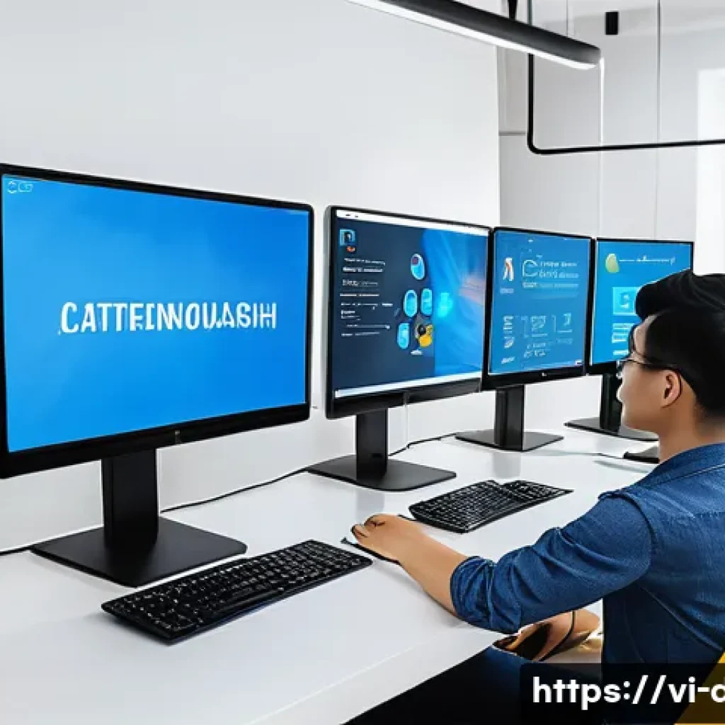 단어 검색 시스템 - A modern Vietnamese office setting with diverse young professionals collaborating on AI-powered natu...